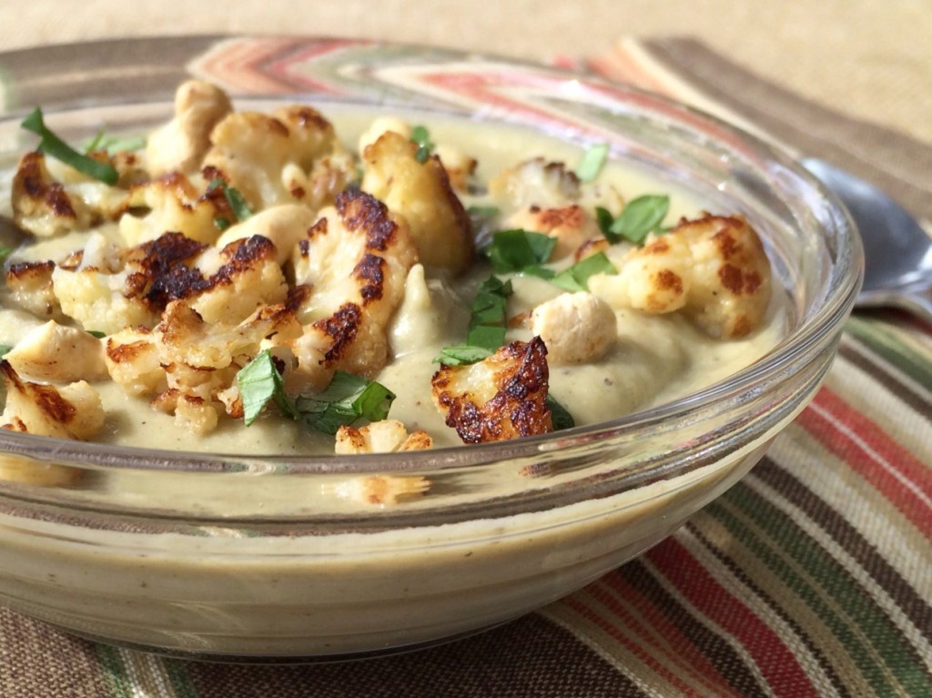 Roasted Cauliflower & Pesto Soup