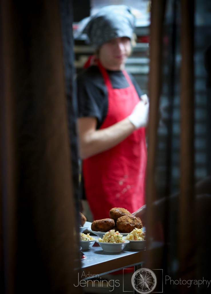 Potato cakes with pimento cheese. Adam Jennings Photography